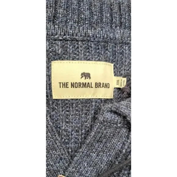 NWT The Normal Brand Marled Merino Wool Polo Sweater Steel Blue 2XL MSRP $128